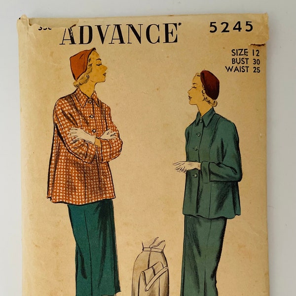 VINTAGE 1940s Advance Sewing Pattern ~ Woman’s Suit ~ Swing Style Jacket