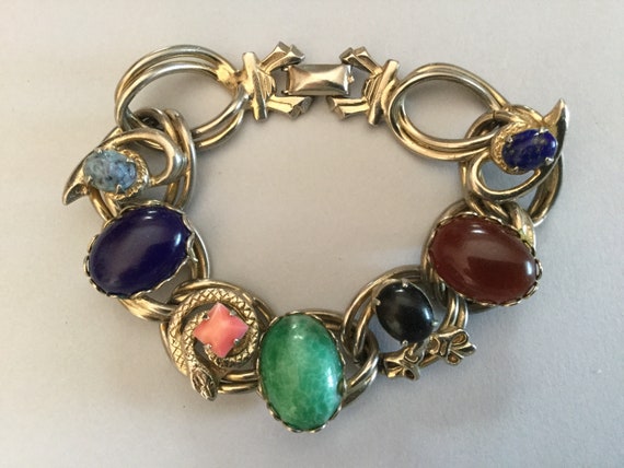 Vintage Czech Art Glass Settings in Curb Chain Sna