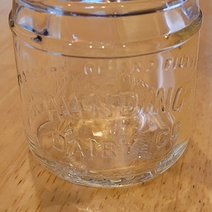 Dairying/ Hunding Dairy Company/ Chicago, Illinois/ 1954/ Duraglas Glass Company/ Embossed Half Pint Glass Milk Jar/ Cottage Cheese Jar