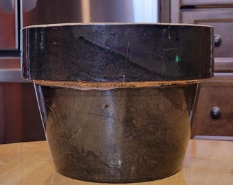 Antique Medium Brown Stoneware Kitchen Milk Bowl/ Circa 1900/ Country Crock Decor