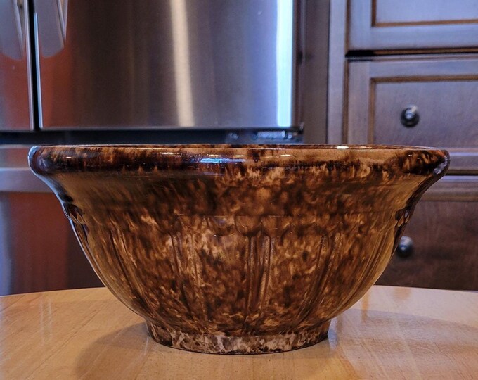 Antique/ Large Rockingham Pottery Yellow Ware Embossed Mixing Bowl ...