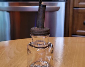 Antique Miniature Boudoir Kerosene Lamp – Circa 1900s Glass Primitive Oil Lamp