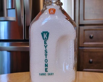 Dairying One Galloon Multi-Colored Pyroglazed  Keystone Milk Bottle/ 1968/ Keystone Farms Dairy Glass Bottle