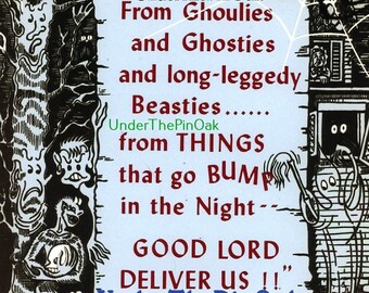 Vintage/ Ancient Celtic All Hallows Eve Prayer/ Traditional Scottish, Irish, & Welsh Chant/ 8X10 Wooden Framed Poster of Samhain/ Circa 1960