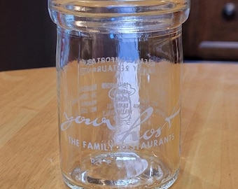 Dairying/ Your Host The Family Restaurants Five Cent Deposit White Pyroglaze Sour Cream Jar/ Circa 1968/ New York Six Ounce Sour Cream Jar