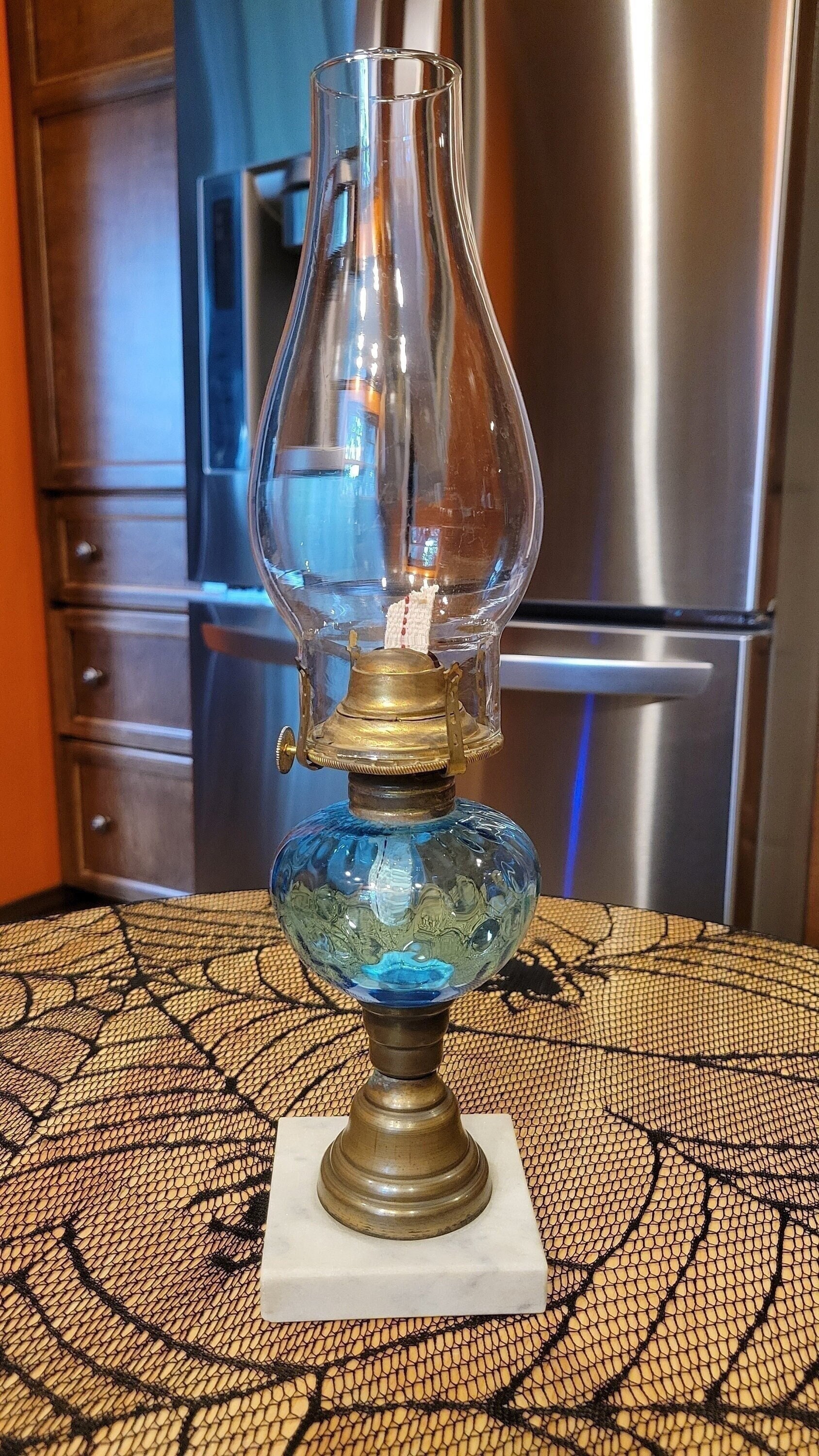Vintage blue oil sale lamp