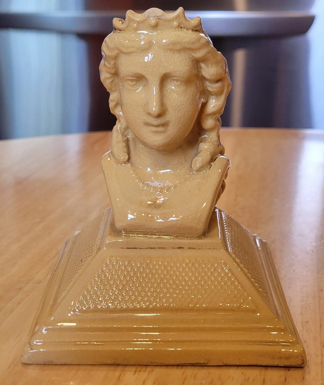 Antique/ Yellow Ware Queen Victoria Match Safe/ Circa 18871897/ Made