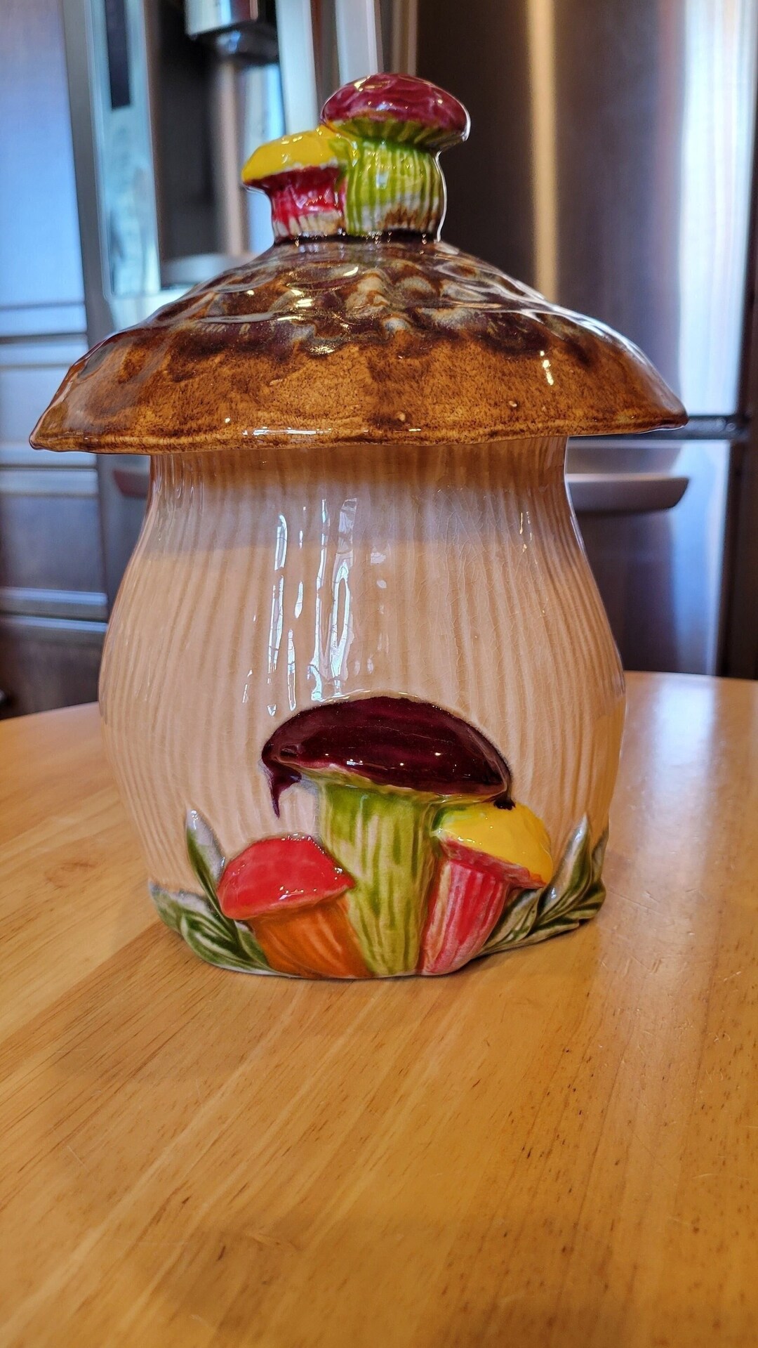 Vintage/ Mushroom Pottery Cookie Jar/ Magic Mushroom Cookie Jar/ Circa