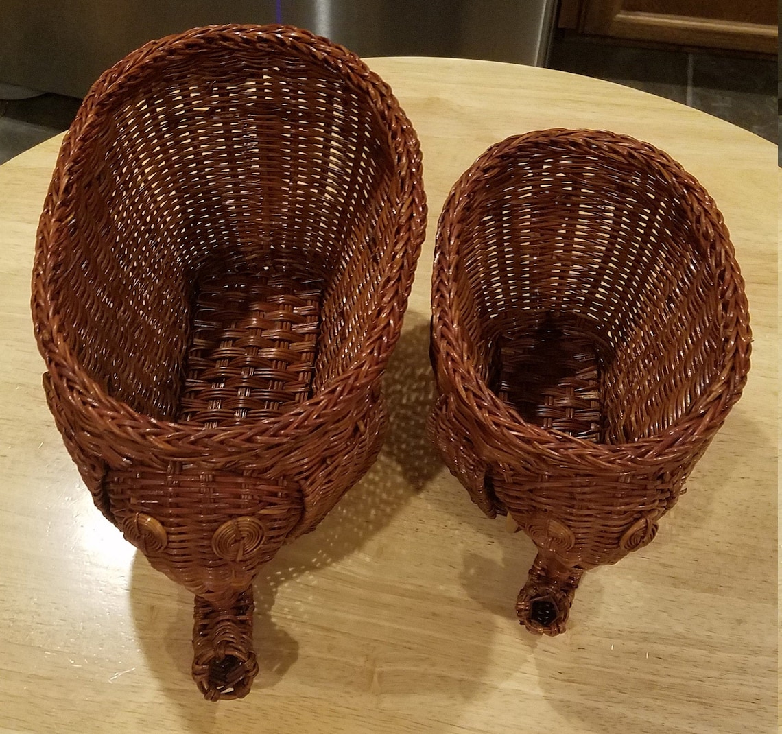 Vintage Handmade Wicker Elephant Baskets/ Mother and Baby Etsy