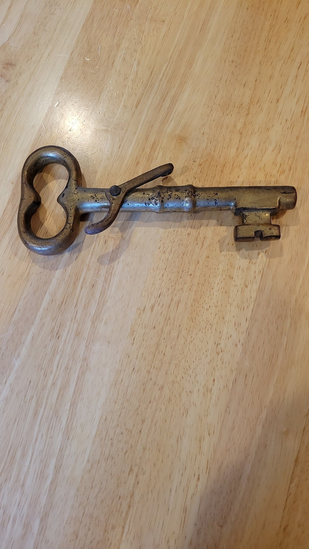 Antique/ Large Yellow Brass Barrel Key/ Round Key for Maritime