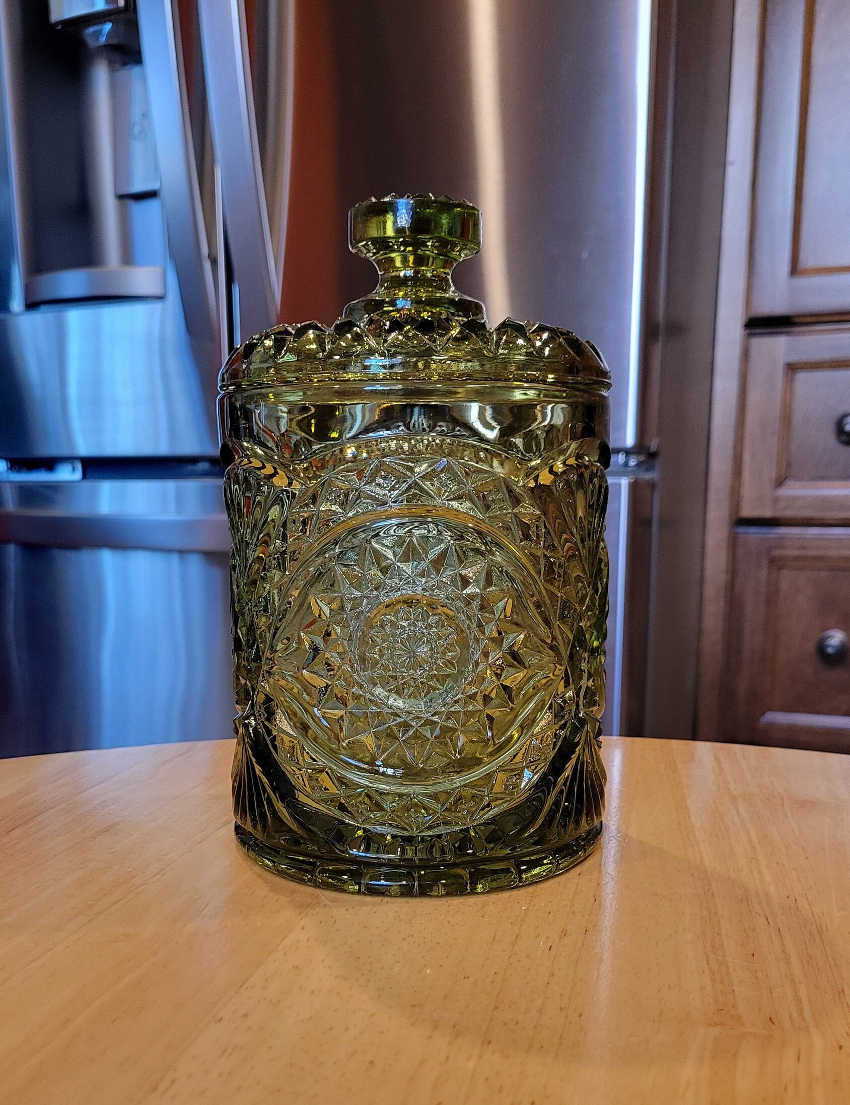 骨董 時代ガラス パール調ラスター 希少 ドーム型 ビスケットジャー