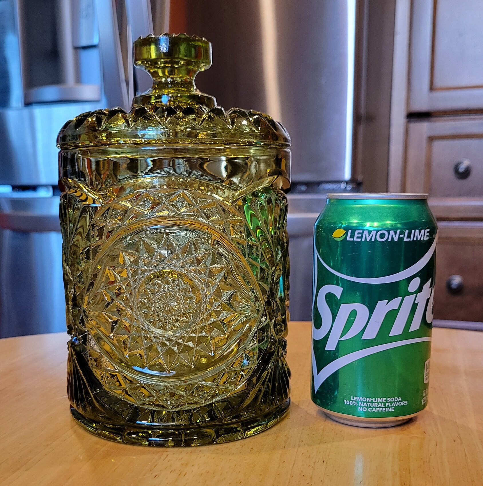Vintage/ Imperial Glass Company Avocado Hobstar Glass