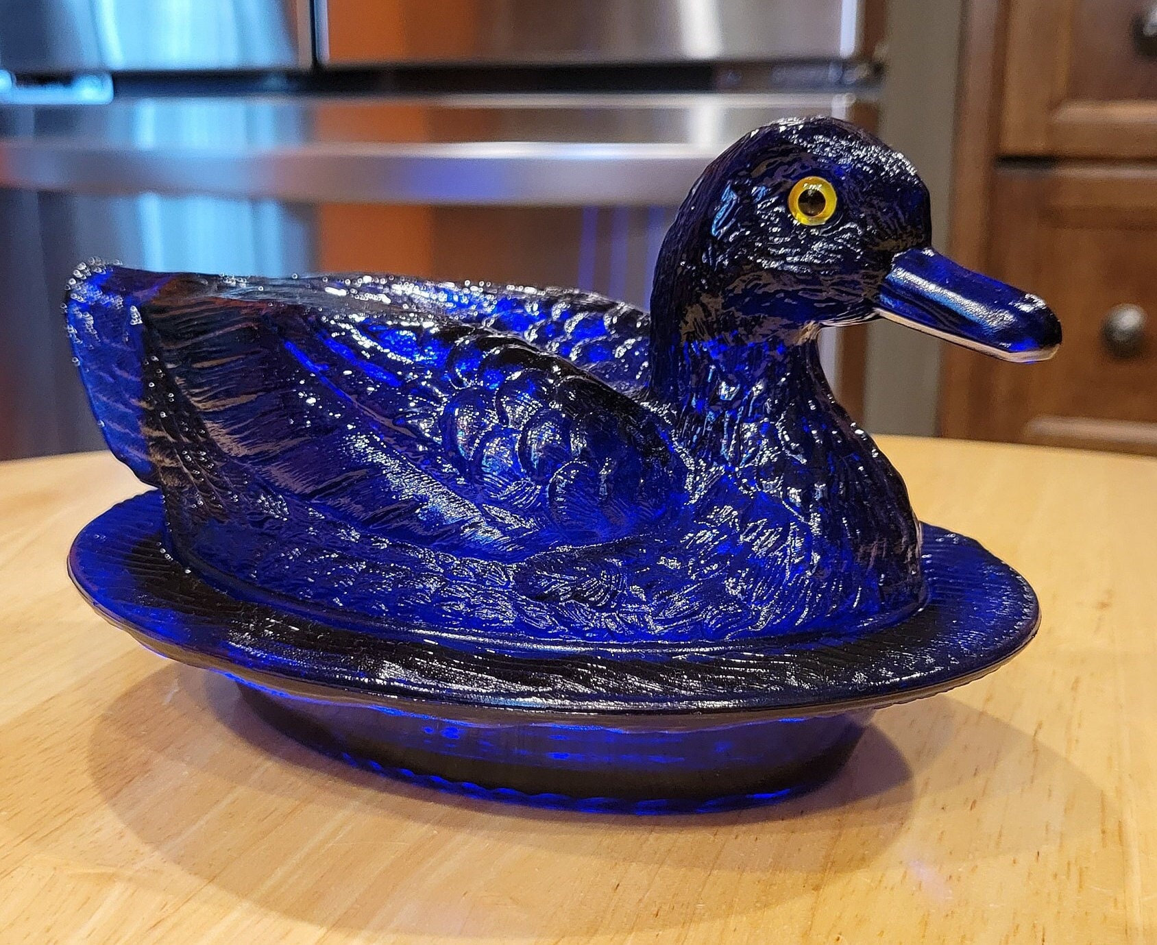 Blue Lover　ホルトハワード　ディジーキャンドル　デッドストック Vintage/ Westmoreland Royal Blue Oval Covered Glass Duck Dish