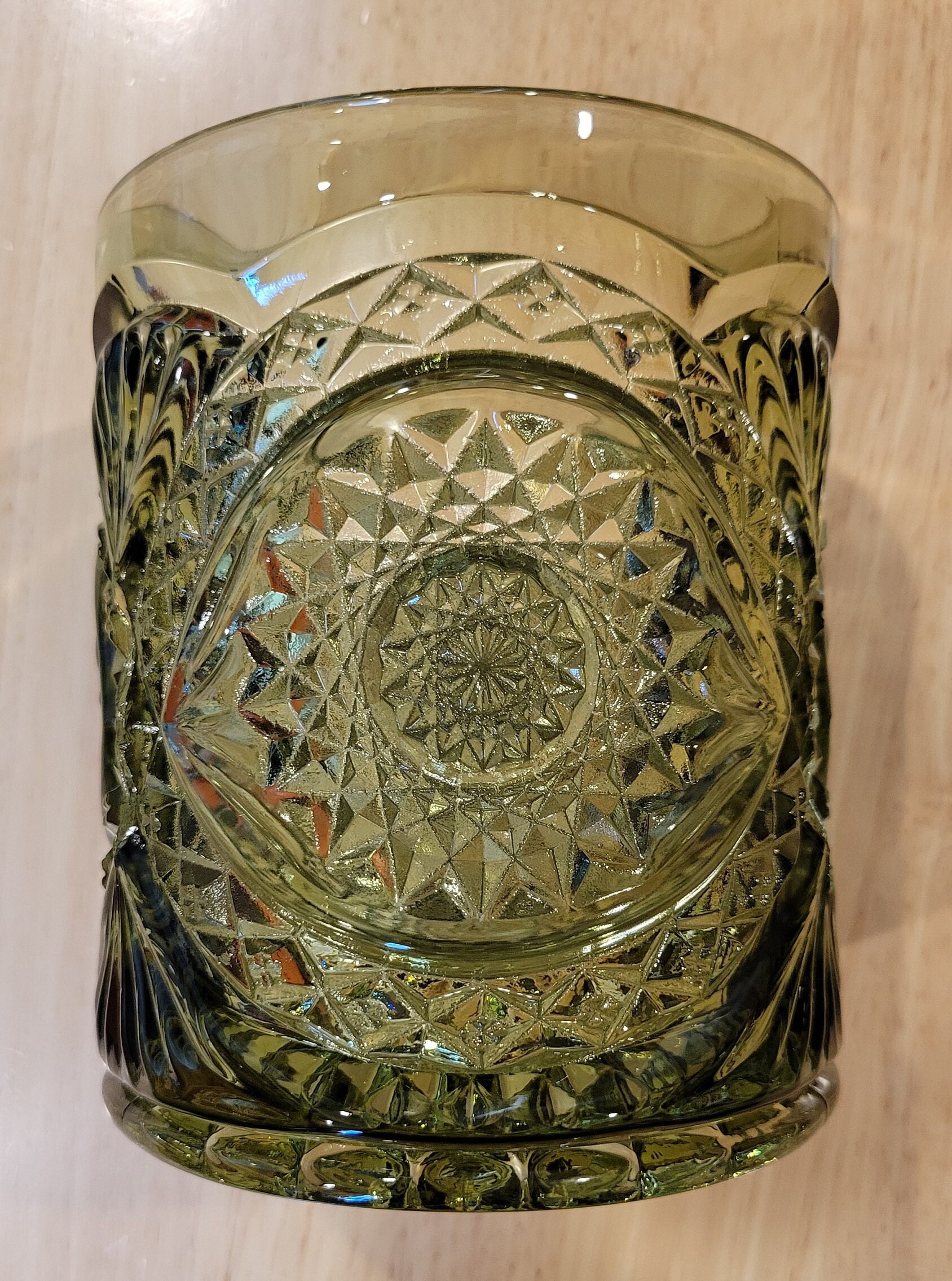 Vintage/ Imperial Glass Company Avocado Hobstar Glass