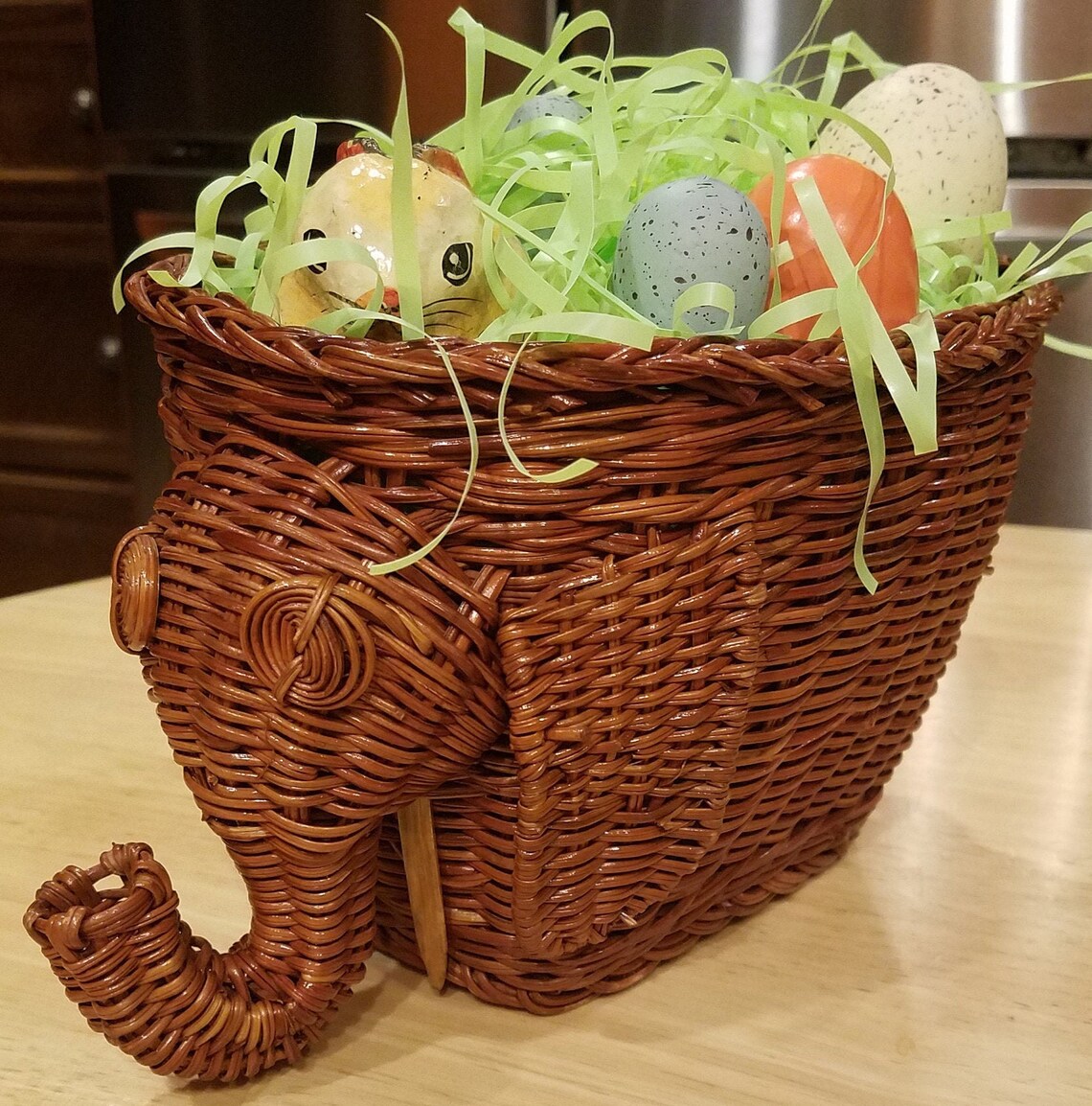 Vintage Handmade Wicker Elephant Baskets/ Mother and Baby Etsy