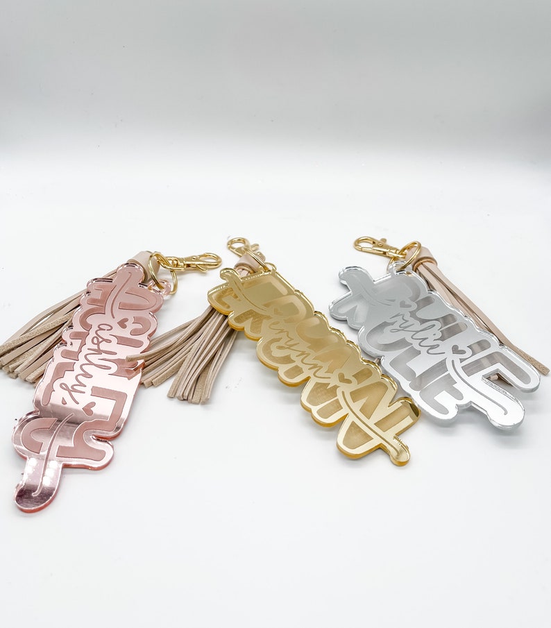 Personalized Mirror Acrylic Name Keychain Keychains. Laser Cut Etsy