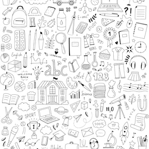 Doodle Schule Clipart Set - lustige und lehrreiche SVGs - Sofort Download