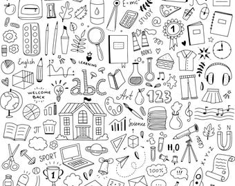 Doodle School Clipart Set - Fun and Educational SVGs - Instant Download