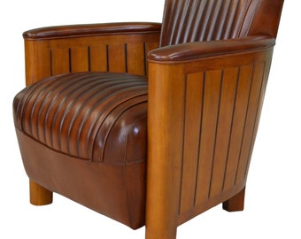 Bespoke Leather Art deco Bankso Armchair-Handmade in England