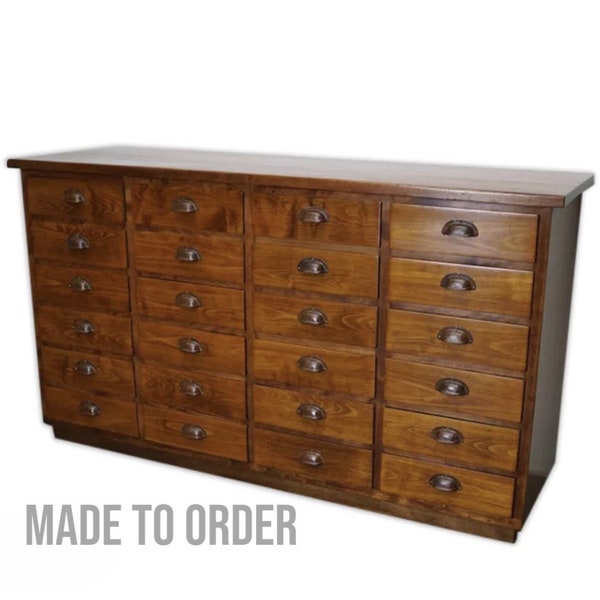 Extra Large 24 Drawer Solid Apothecary Cabinet Collectors Industrial