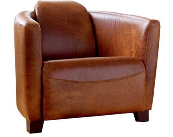 Plush leather cigar chair- The Alleyne chair Handmade