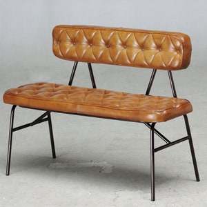 Denton Leather bench with back
