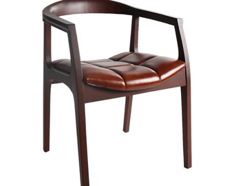 Bespoke contemporary Mahogany and Leather Chair-Handmade in England