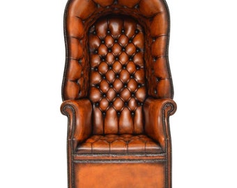 Bespoke hand dyed Leather Porter Chair-Handmade in England