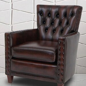 Delina Leather Armchair Dining Room, professor, Fireside chair-handmade image 2