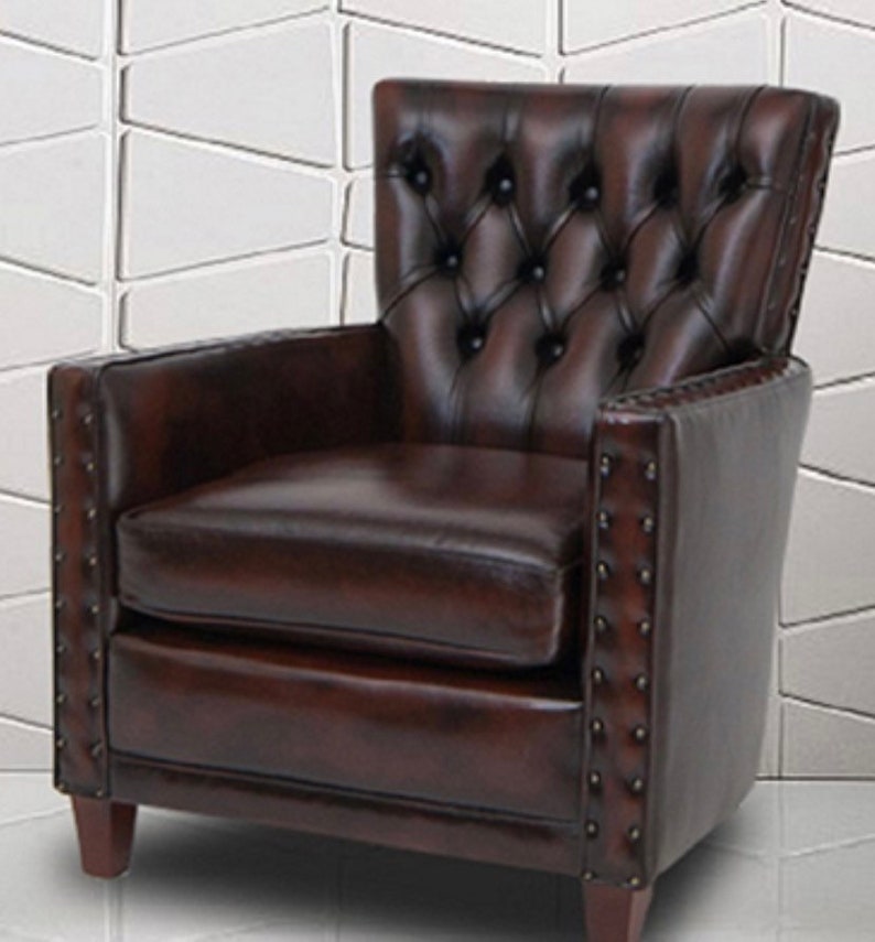 Delina Leather Armchair Dining Room, professor, Fireside chair-handmade image 2