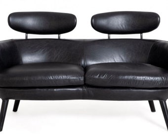 Dennis Two seater retro inspired sofa- handmade black