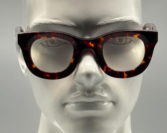 Italian Acetate Square Glasses – 60s Inspired Tortoiseshell Thick Frame – Unisex Optical