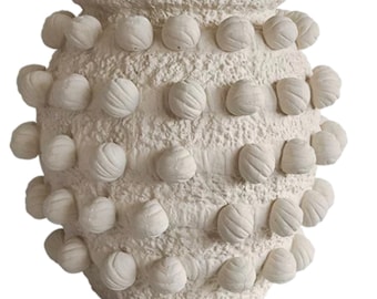 Textured Ceramic Vase with Sculptural Spheres