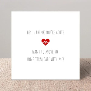 Ziekenhuis Humor Love Card | Acute zorg voor langdurige zorg | Rehab grappig downloadbare afdrukbare wenskaart | Cadeau voor verpleegkundige