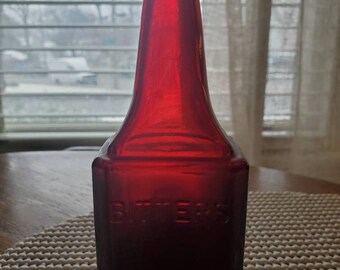 Red Bitters Bottle - Etsy