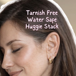 Huggie Hoop Earring Stack Set of 3, Gold Huggies Stack, Gold Minimalist Earrings, Dainty Everyday Hoop Set,  Gift for Her, Ear Stacking Set