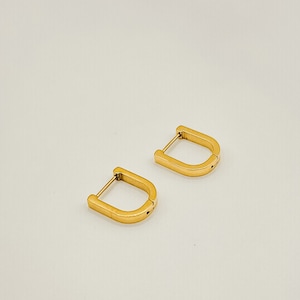 Gold U-Shaped Huggie Earrings: Waterproof Stainless Steel Hoops
