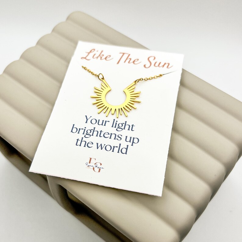 Meaningful Gift for Her, Sunshine Necklace With Inspirational Card, Sun