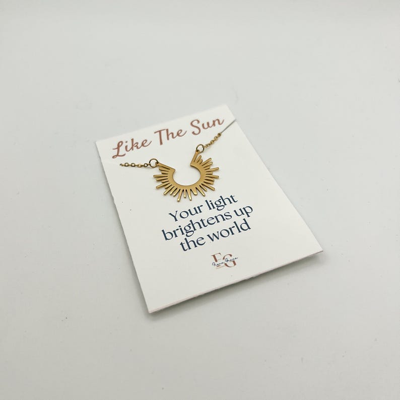 Meaningful Gift for Her, Sunshine Necklace With Inspirational Card, Sun