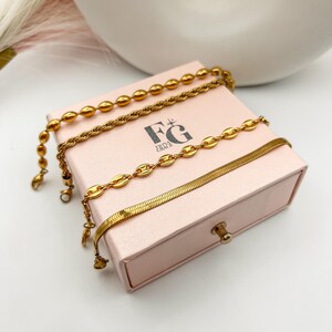 Pulsera de oro de 18 quilates: juego de capas de acero inoxidable resistente al agua imagen 4