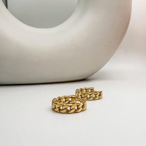 Gold Chain Link Hoop Earrings - Waterproof Tarnish-Free Huggies