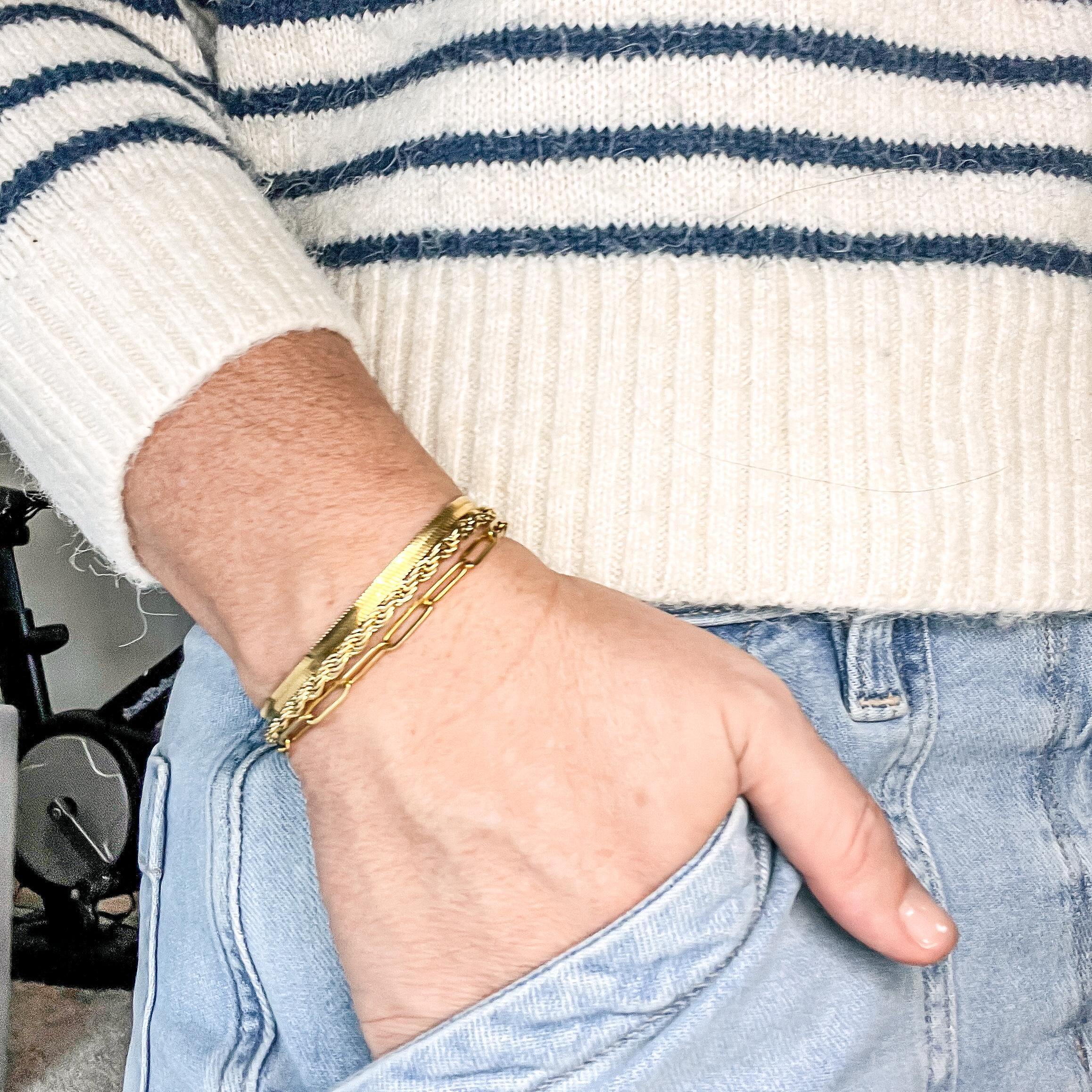 Dainty Gold Bracelets For Women – 14K Gold Plated Stackable Set, Delicate Dot & Snake Designs, Adjustable 6.3” + 1.5” Chain, Waterproof