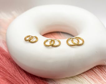 Gold Huggie Hoop Set: Stainless Steel Stacking Earrings