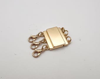 Gold Magnetic Necklace Clasp: Multi-Strand Layering Detangler