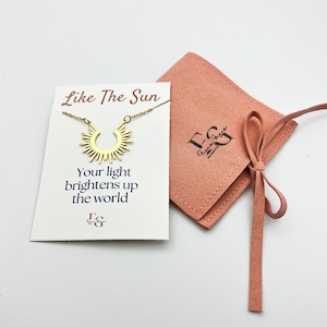 18k Gold Sun Ray Necklace: Sunshine Pendant, Cheer Up Gift