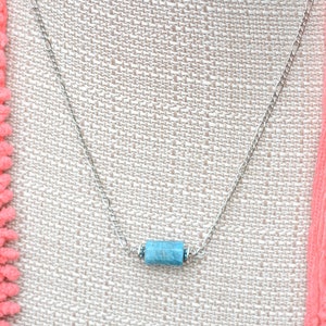 Blue Green Apatite Tube Cylinder Column  Necklace Gift for JW Sisters Baptism gift Pioneer School gift JW Convention gift JW Assembly gift