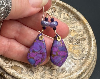 Purple Mojave Turquoise Earrings Gift for JW sisters baptism gift pioneer school gift convention assembly gift