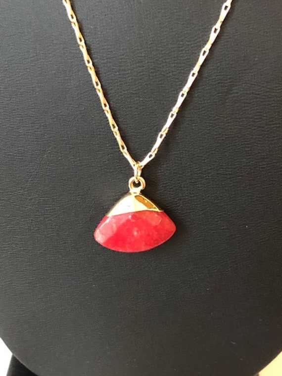 Watermelon Jade Strawberry Jade Red Jade Necklace Etsy