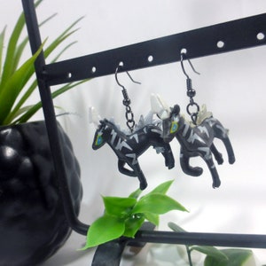Zebstrika Zebra Pokemon Earrings, Upcycled Eco Friendly Reworked