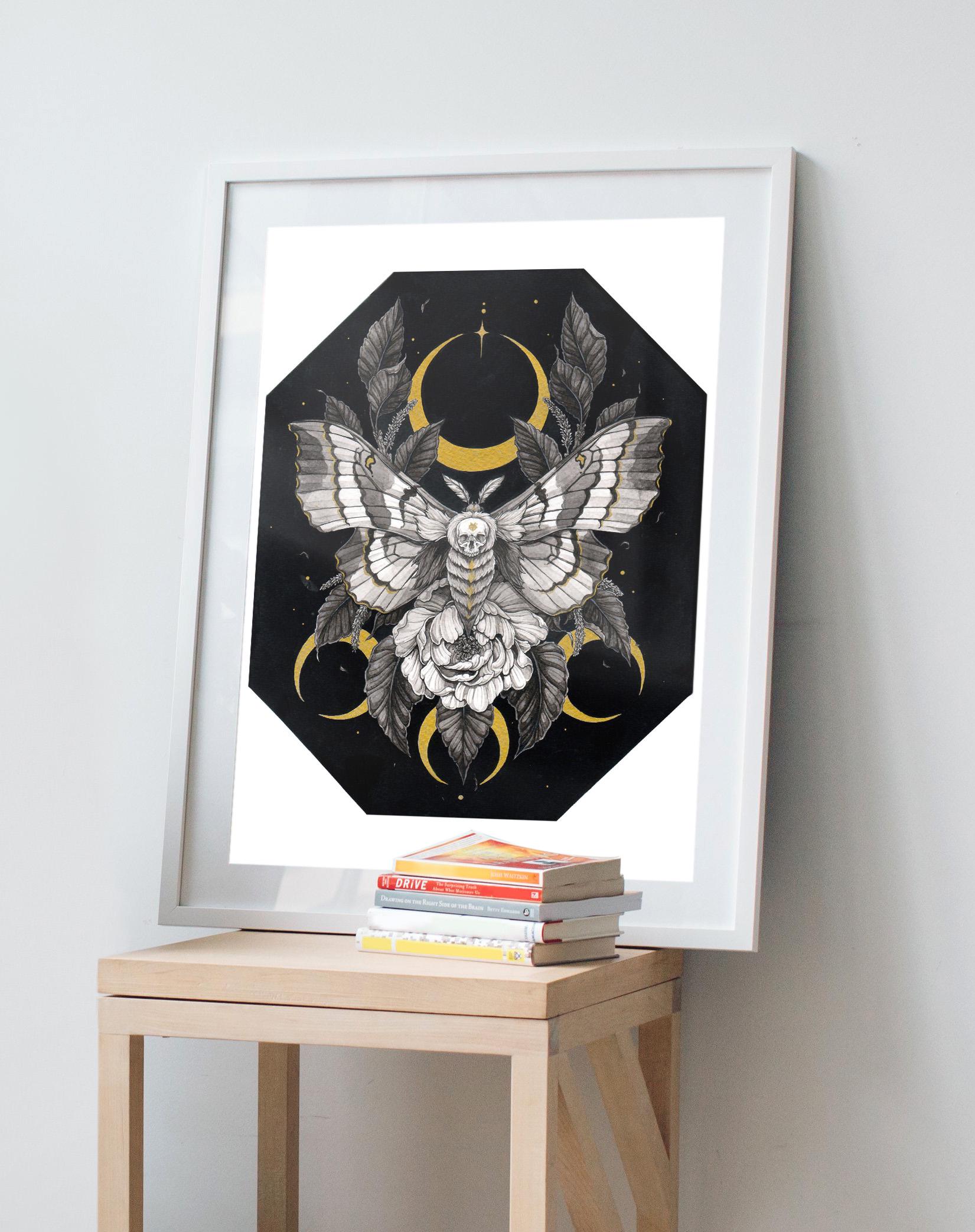 Poplar Hawk Moth Watercolour Painting Illustration Art Digital Print ...